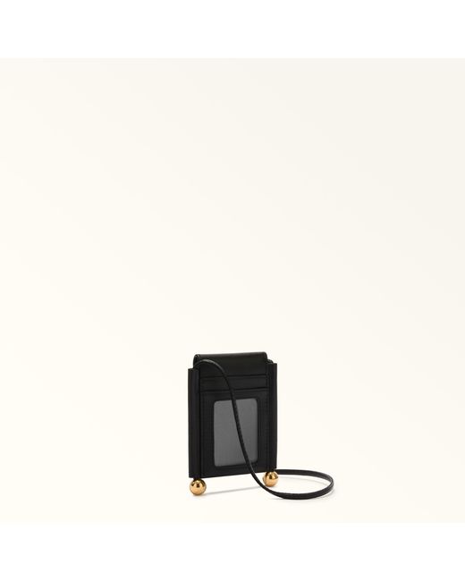 Furla Black Sfera Soft Card Case Nero Nappa Leather