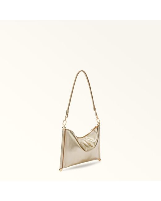Furla Natural Sfera Soft Shoulder Bag Xl Metal Dattero Lux Calf Leather