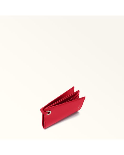 Furla Laura Card Case Ruby Textured Leather