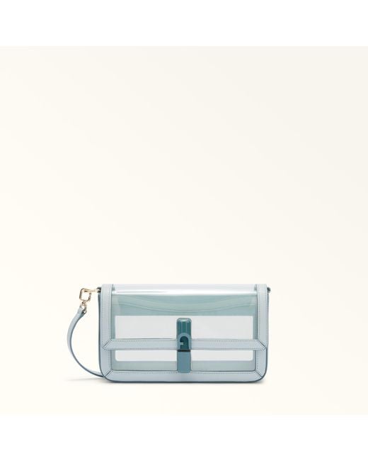 Furla Blue Iride Crossbody Toni Artemisia Tpu Fabric + Sidney Calf Leather