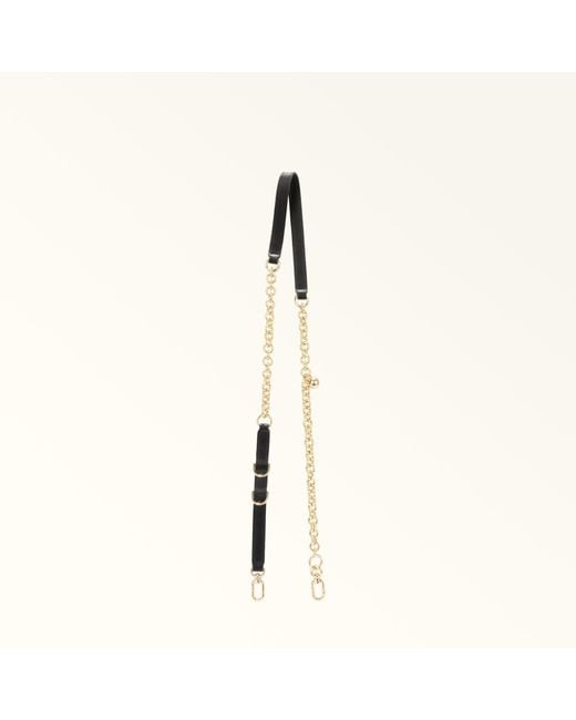 Furla Natural Delia Shoulder Strap Nero Sidney Calf Leather + Metal