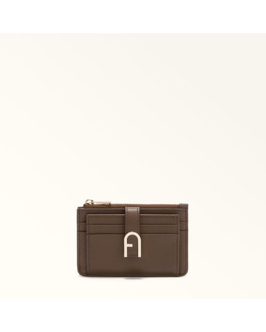 Furla Brown Flow Card Case Espresso Claris Lux Calf Leather