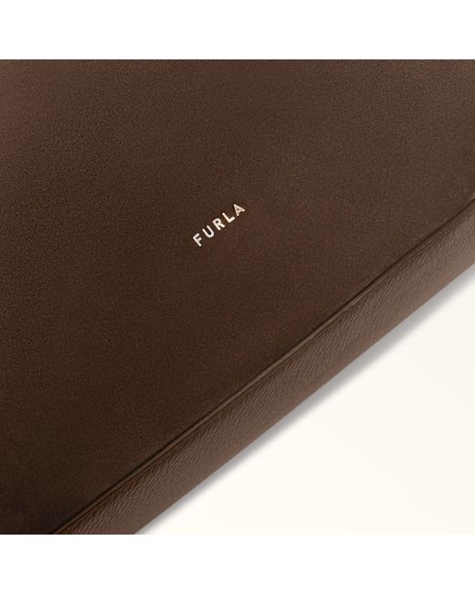 Furla Brown Lara Shoulder Bag Toni Espresso Suede + Grained Calf Leather