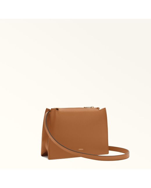 Furla Brown Nuvola Umhängetasche Brandy Genarbtes Kalbsleder Damen