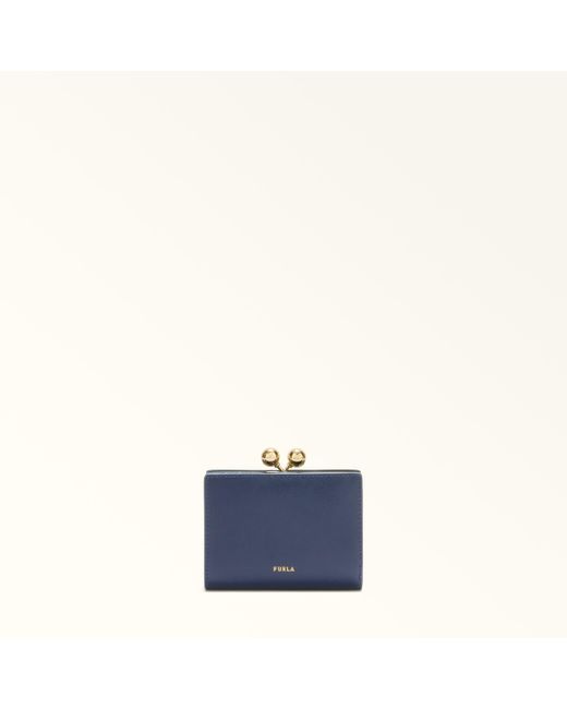 Dots Portefeuille Compact Blu Reale Cuir De Veau Sidney Femme Furla en coloris Blue