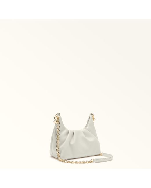 Furla White Delia Shoulder Bag Xl Panna Nappa Leather