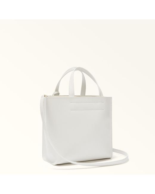 Furla White Divide It Tote Marshmallow Sidney Calf Leather