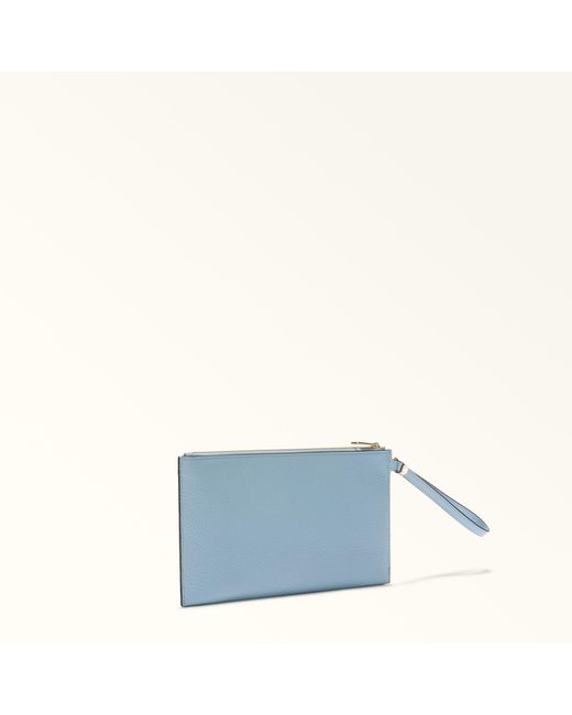 Furla Blue Camelia Envelope Toni Carta Da Zucchero Eracle Grained Calf Leather With Orso Sci Print