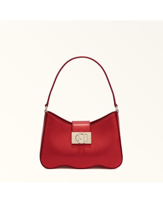 Furla Red 1927 Shoulder Bag Rosso Veneziano Metal Claris Calf Leather