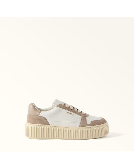 Furla Natural Sky Sneakers Talco H Soft Bicolor Calf Leather + Suede