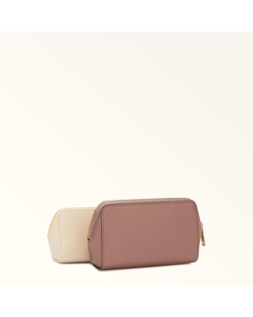 Camelia Trousse À Maquillage Tulle Cuir Texturé Femme Furla en coloris Pink