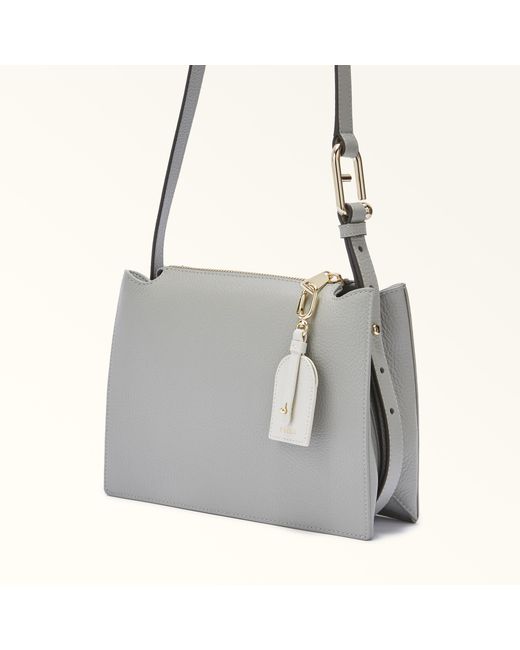 Furla White And I Charm Marshmallow Textured Leather