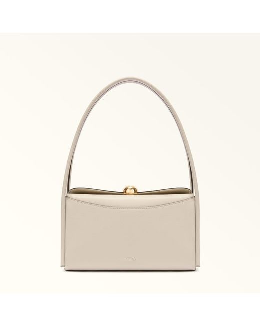 Furla Natural Nicole Boston Bag Sabbia Night Calf Leather + Sidney Calf Leather