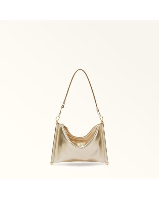 Furla Natural Sfera Soft Shoulder Bag Xl Metal Dattero Lux Calf Leather