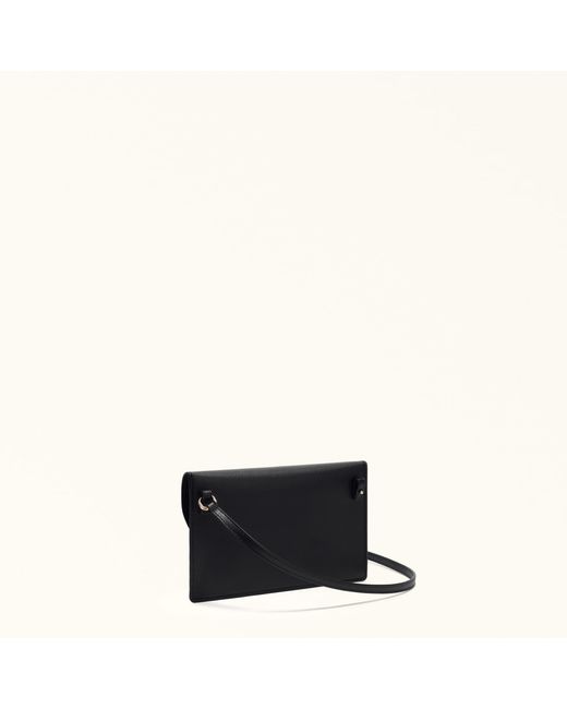 Furla Black Lea Pouch Nero Textured Leather