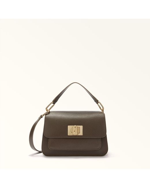 Furla Brown Ella Top Handle Mogano Grained Calf Leather