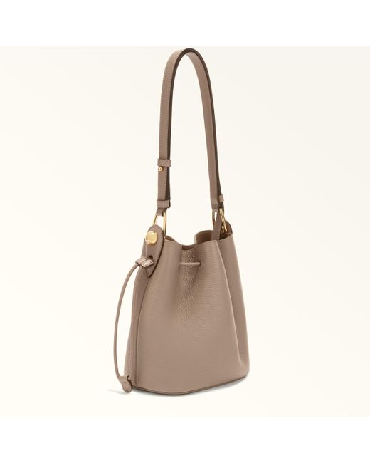 Sfera Borsa A Secchiello Mini Stucco Pelle Di Vitello Granata + Pelle Di Vitello Morbida Donna di Furla in Natural
