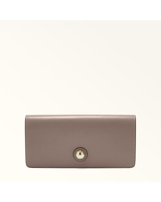 Furla Gray Sfera Continental Wallet Mauve Soft Calf Leather