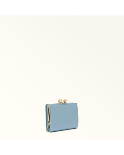 Furla Blue Dots Compact Wallet Carta Da Zucchero Sidney Calf Leather