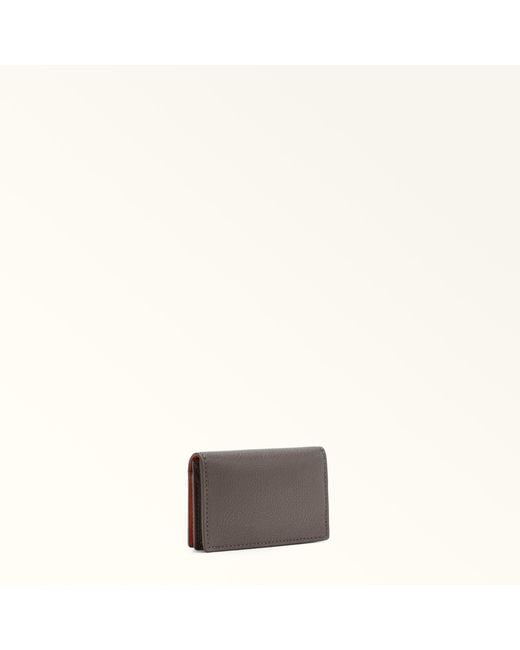 Furla Gray Project Card Case Moka Milos Textured Calf Leather + Lush Calf Leather for men
