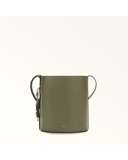 Furla Green Roxie Bucket Bag Avocado Textured Leather