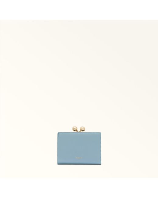 Furla Blue Dots Compact Wallet Carta Da Zucchero Sidney Calf Leather