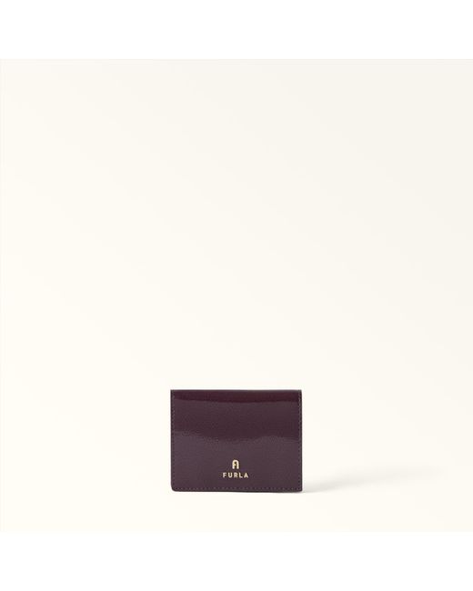 Furla Purple Camelia Compact Wallet Winter Bloom Varnished Ares Textured Leather