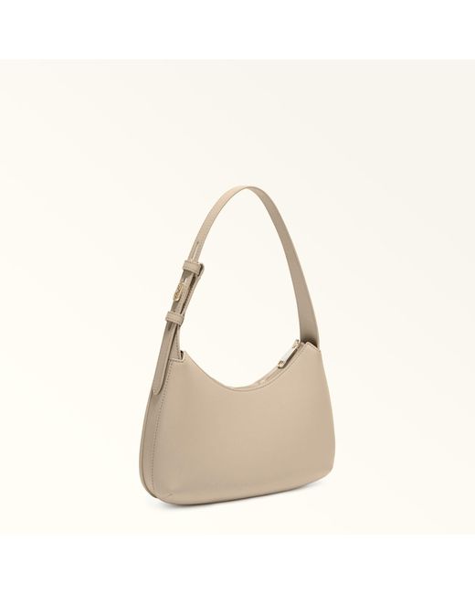 Furla Natural Febe Shoulder Bag Taupe Sidney Calf Leather