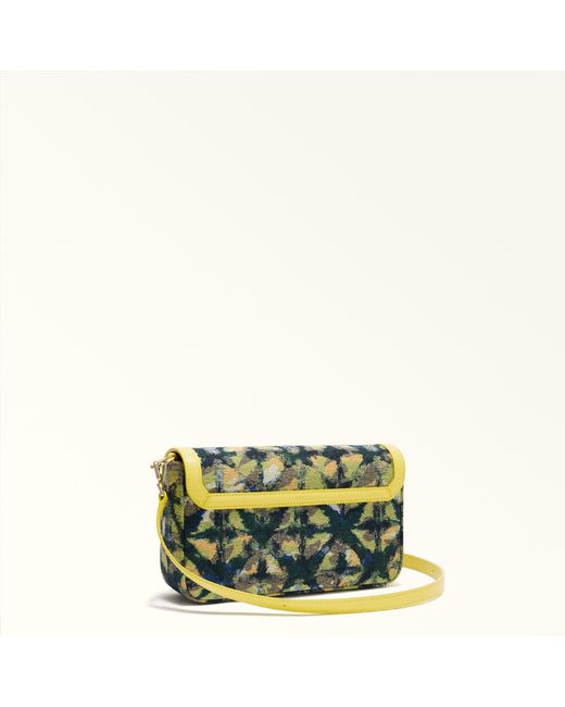 Furla Green Iride Crossbody Toni Museum Flowers Jacquard Fabric + Sidney Calf Leather