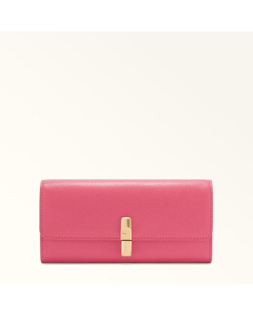 Furla Pink Iride Continental Wallet Velvet Textured Leather