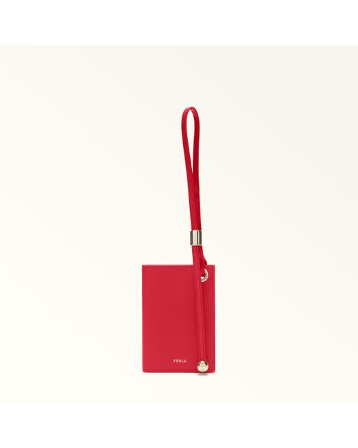 Furla Laura Card Case Ruby Textured Leather