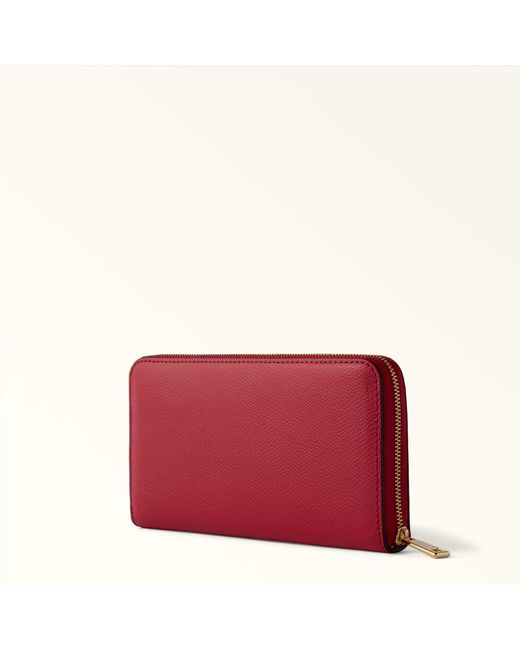 Furla Camelia Zip Around Ruby Textured Leather
