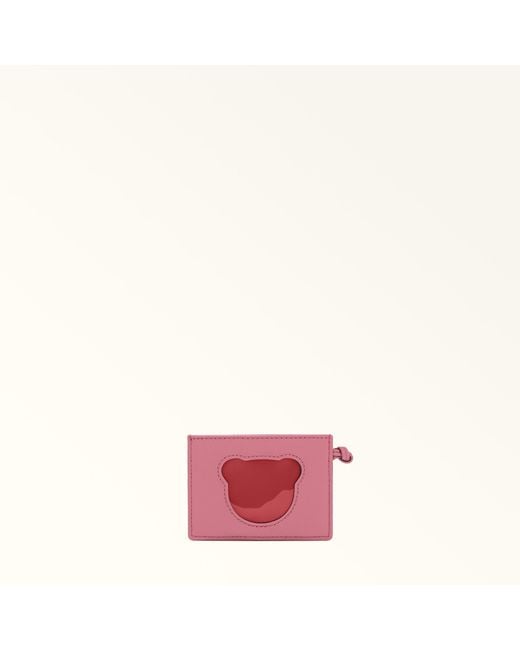 Furla Pink Allegra Card Case Blush Sidney Calf Leather