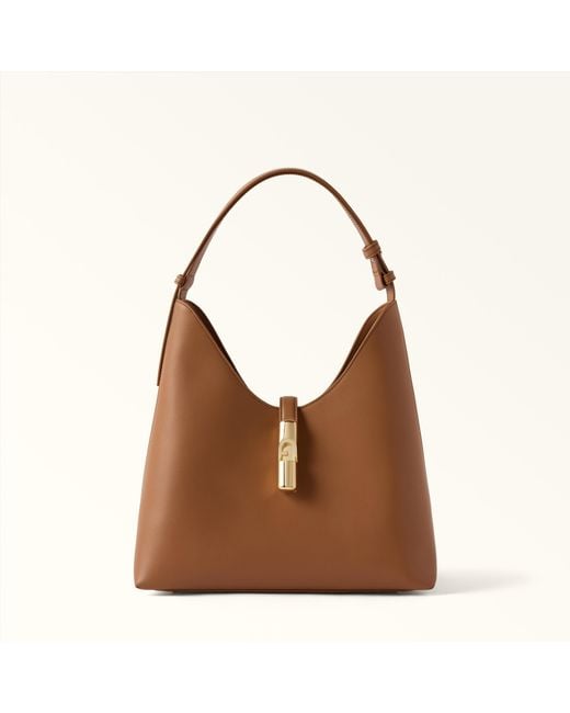 Furla Brown Goccia Shoulder Bag Brandy Sidney Calf Leather