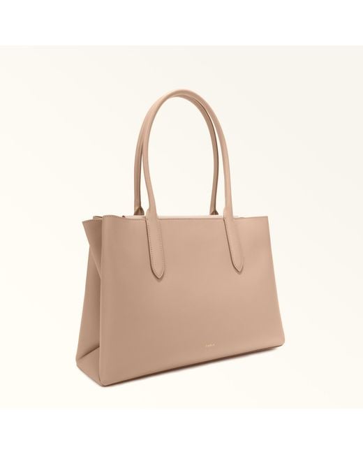 Furla Natural Meridiana Tote Cipria Napoli Double Calf Leather