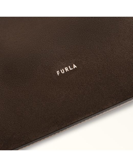 Furla Brown Lara Shoulder Bag Toni Espresso Suede + Grained Calf Leather