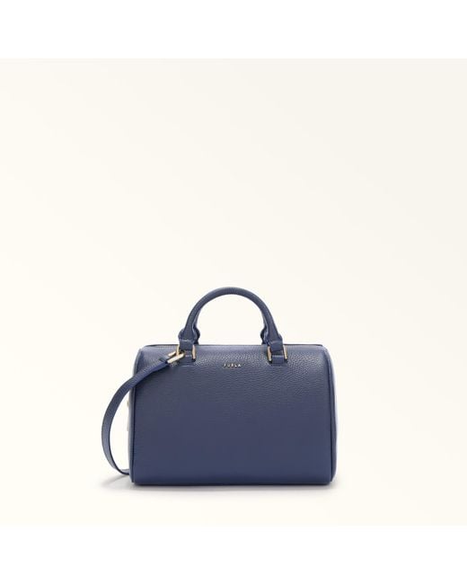 Furla Blue Mialissa Boston Bag Blu Reale Grained Calf Leather