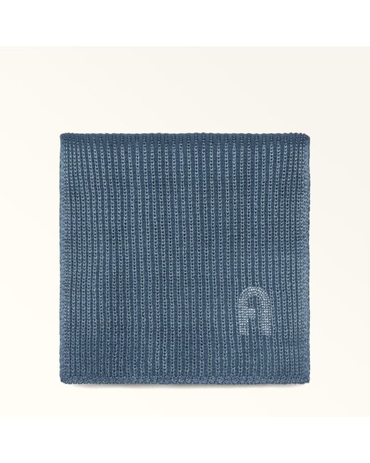 Furla Blue Delizia Scarf Grigio Blu Lurex Wool Blend + Strass