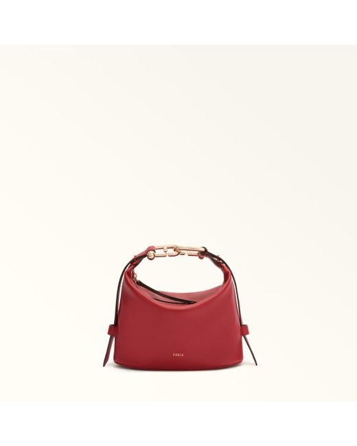 Furla Red Nuvola Mini Bag Lacca Claris Lux Calf Leather