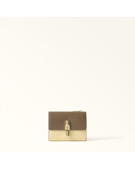 Furla Natural Iride Compact Wallet Muddy Textured Leather