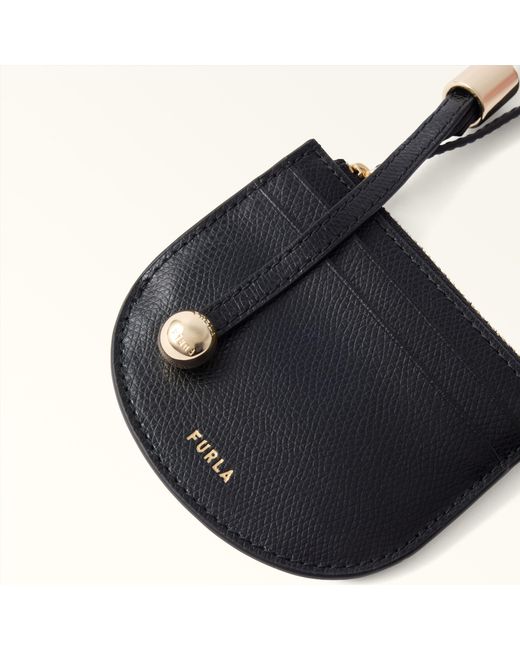 Furla Blue Laura Card Case Nero Textured Leather