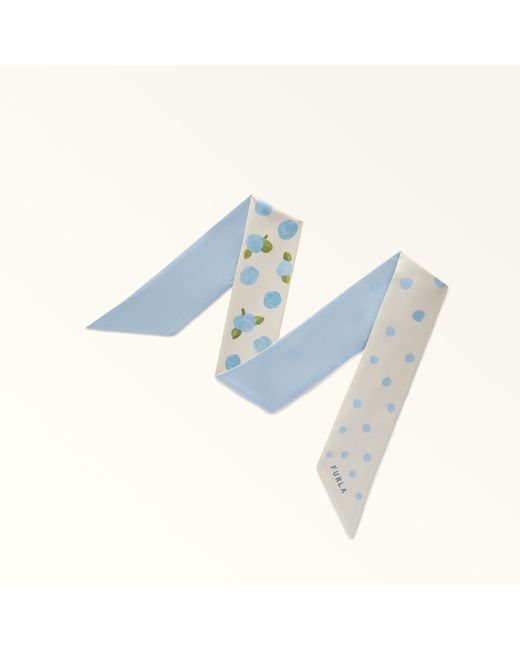 Furla Blue Metropolis Bandeau Celestial Rose Pois Print Silk Twill