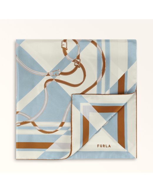 Tortona Sciarpa Cirro Twill Di Seta Con Stampa Nuvola Strap Donna di Furla in Blue
