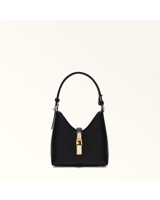 Furla Black Iride Mini Bag Nero Textured Leather