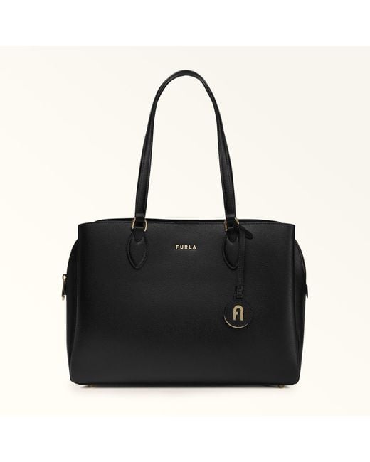 Furla Black Minerva Tote Nero Andromeda Calf Leather