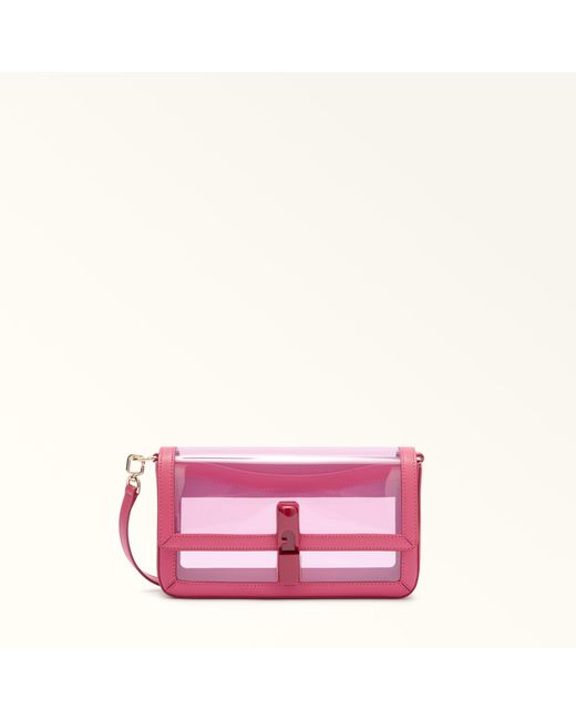 Furla Pink Iride Crossbody Toni Velvet Tpu Fabric + Sidney Calf Leather
