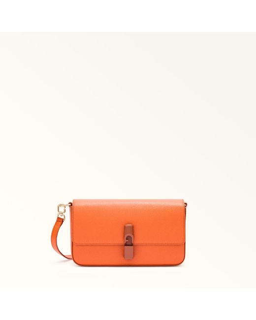 Iride Borsa A Tracolla Paprika Pelle Stampata Donna di Furla in Orange