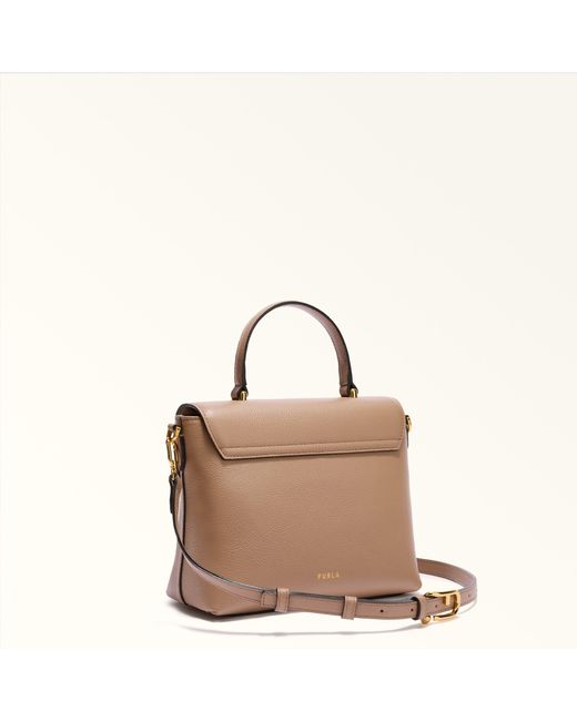 Furla Natural Moonlight Top Handle Toffee Night Calf Leather