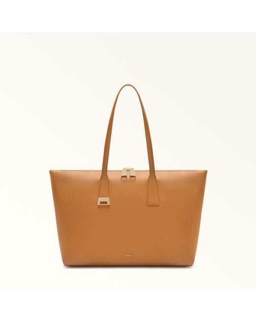 Furla Brown Olivia Tote Tabacco Grained Calf Leather