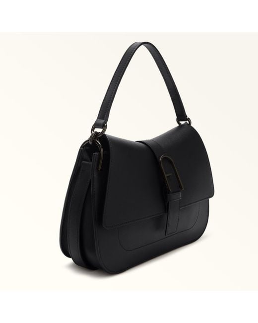 Furla Black Flow Top Handle Nero Claris Lux Calf Leather